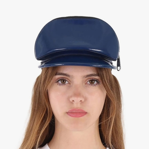 BURBERRY Ink Blue Removable Zipper Pocket Vinyl Visor Logo NWT - Picture 13 of 16
